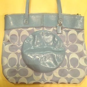 Gray and Blue Coach Tote 👜